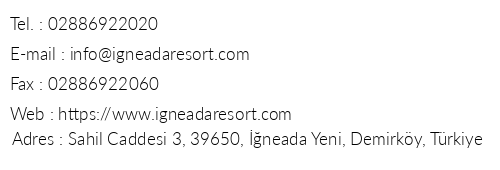 Ineada Resort Hotel & Spa telefon numaralar, faks, e-mail, posta adresi ve iletiim bilgileri